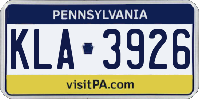 PA license plate KLA3926