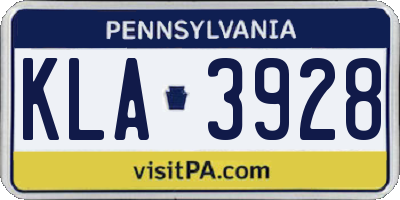 PA license plate KLA3928