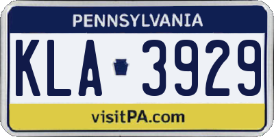 PA license plate KLA3929