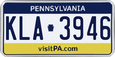 PA license plate KLA3946