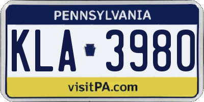 PA license plate KLA3980