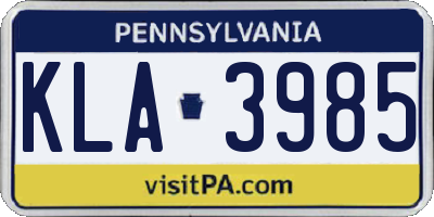 PA license plate KLA3985