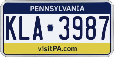 PA license plate KLA3987