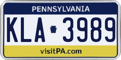 PA license plate KLA3989