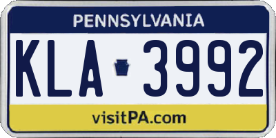 PA license plate KLA3992