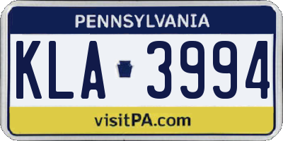 PA license plate KLA3994
