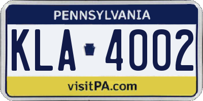 PA license plate KLA4002