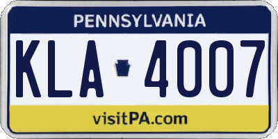PA license plate KLA4007