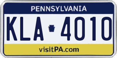 PA license plate KLA4010