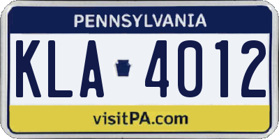 PA license plate KLA4012