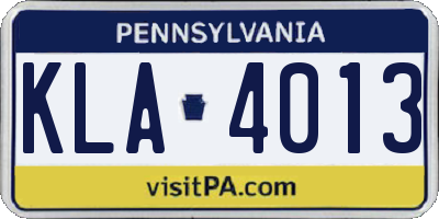 PA license plate KLA4013