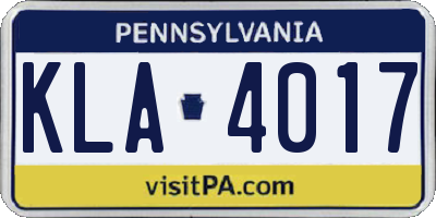 PA license plate KLA4017