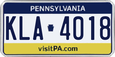 PA license plate KLA4018