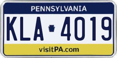 PA license plate KLA4019