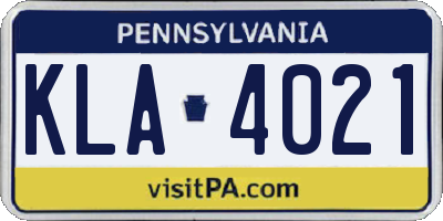 PA license plate KLA4021