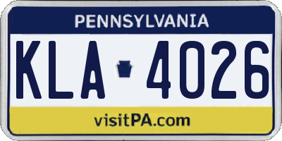 PA license plate KLA4026