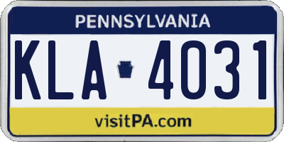 PA license plate KLA4031