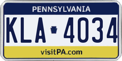 PA license plate KLA4034