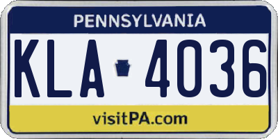 PA license plate KLA4036