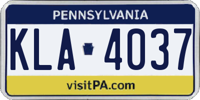 PA license plate KLA4037