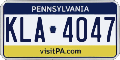 PA license plate KLA4047