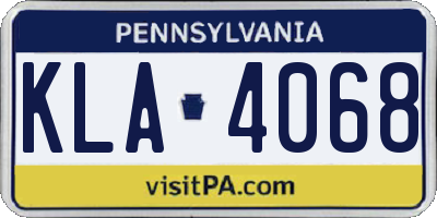 PA license plate KLA4068