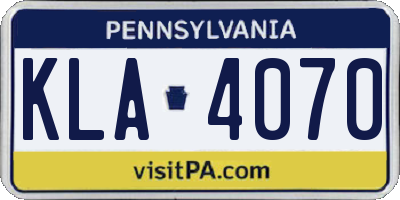 PA license plate KLA4070