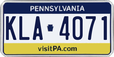 PA license plate KLA4071