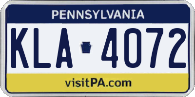 PA license plate KLA4072