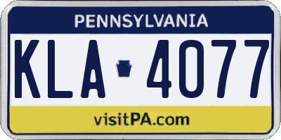 PA license plate KLA4077