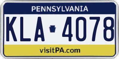PA license plate KLA4078