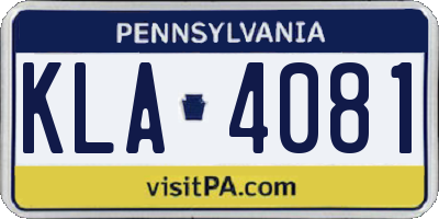 PA license plate KLA4081