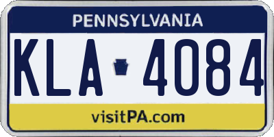 PA license plate KLA4084