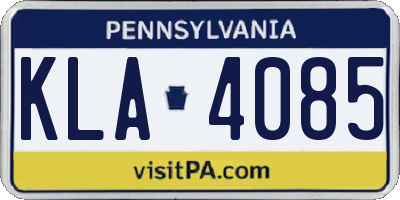 PA license plate KLA4085