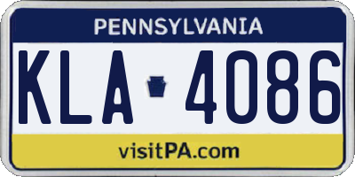PA license plate KLA4086
