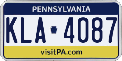PA license plate KLA4087