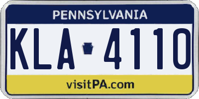 PA license plate KLA4110