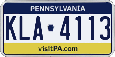 PA license plate KLA4113