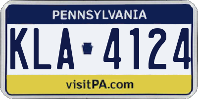PA license plate KLA4124
