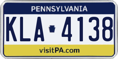PA license plate KLA4138