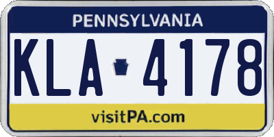 PA license plate KLA4178