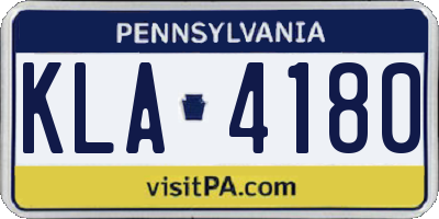 PA license plate KLA4180