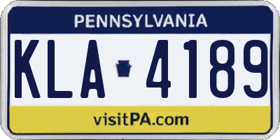 PA license plate KLA4189