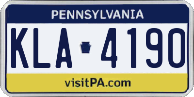 PA license plate KLA4190