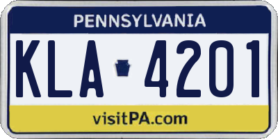 PA license plate KLA4201