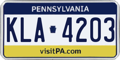 PA license plate KLA4203
