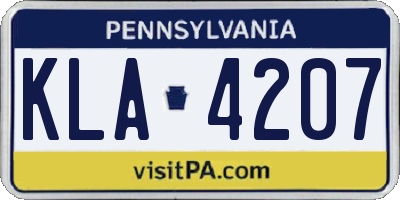 PA license plate KLA4207