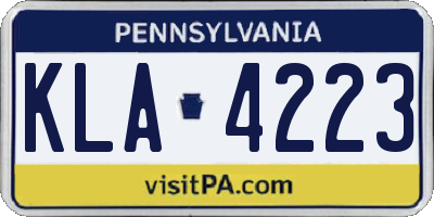 PA license plate KLA4223
