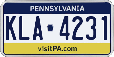 PA license plate KLA4231