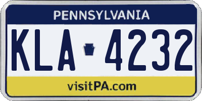 PA license plate KLA4232